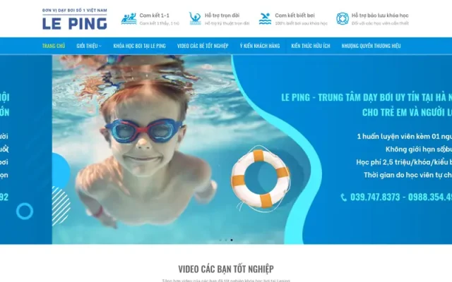 Mẫu web dạy bơi trẻ trung
