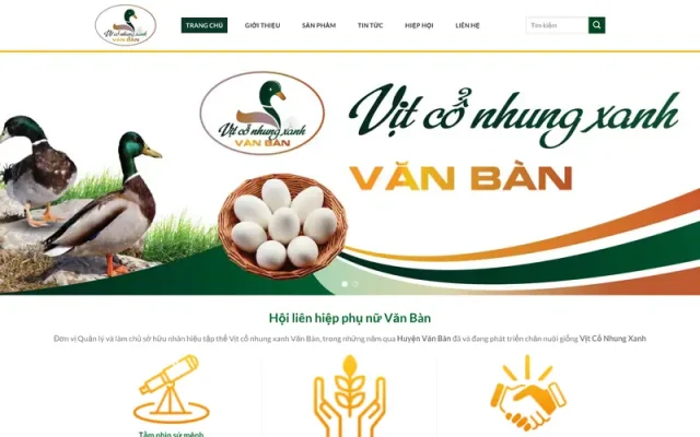 Mẫu web bán vịt cổ nhung xanh