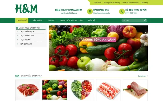 Mẫu web bán thực phẩm sạch