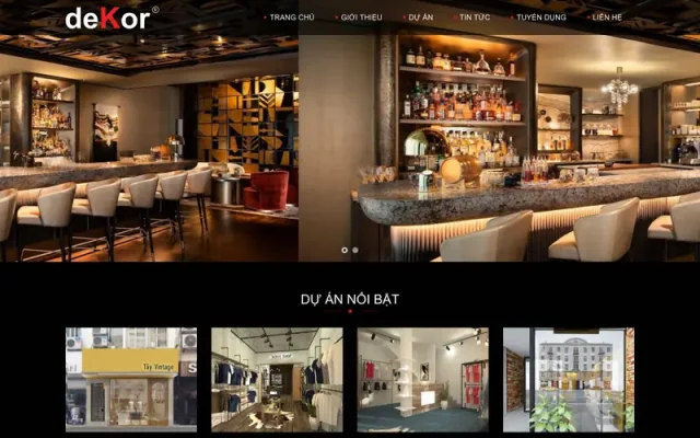 Mẫu web thiết kế shop và không gian sang trọng