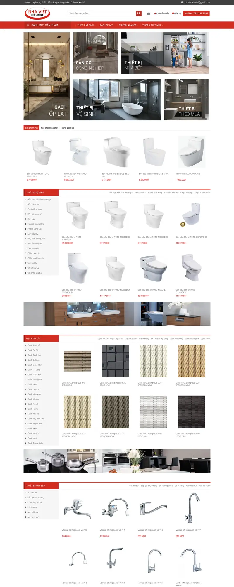 Mẫu web thiết bị vệ sinh hiện đại – giao diện trang chủ