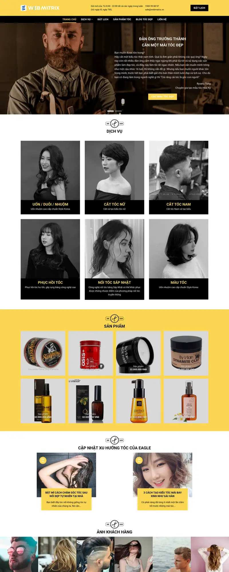 Mẫu web giới thiệu salon tóc – giao diện trang chủ