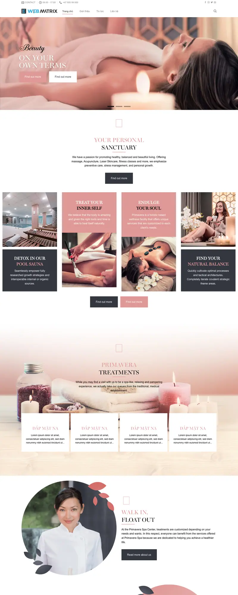 Mẫu web giới thiệu spa – giao diện trang chủ