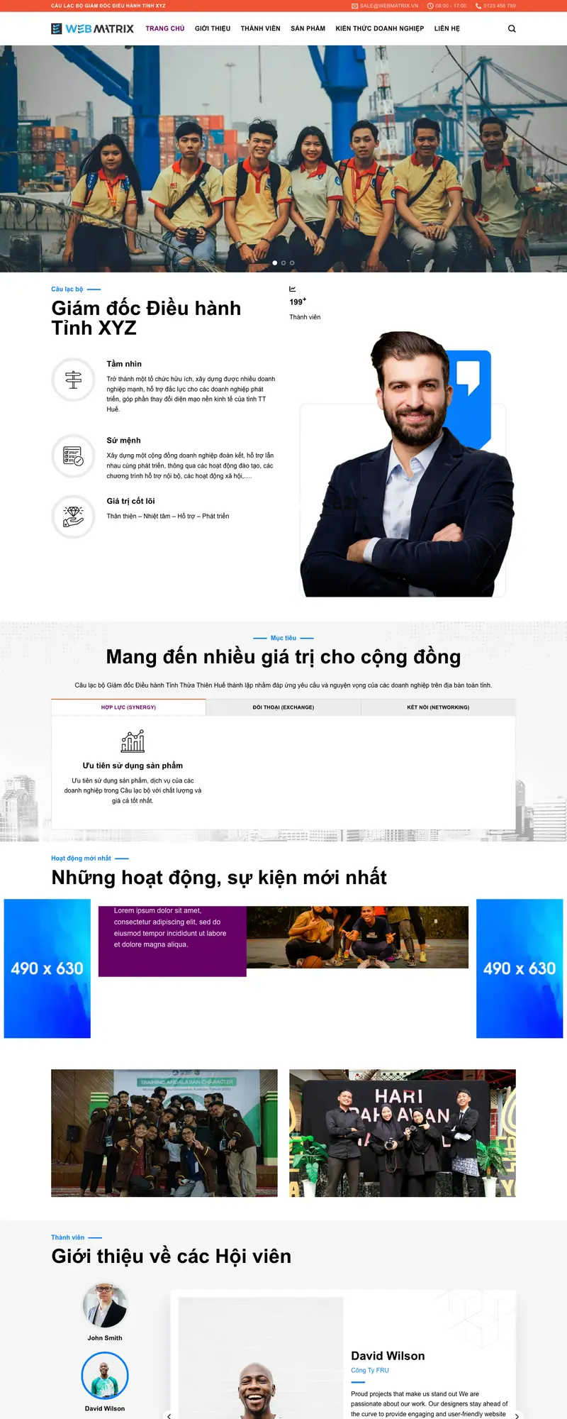 Mẫu web giới thiệu về hiệp hội