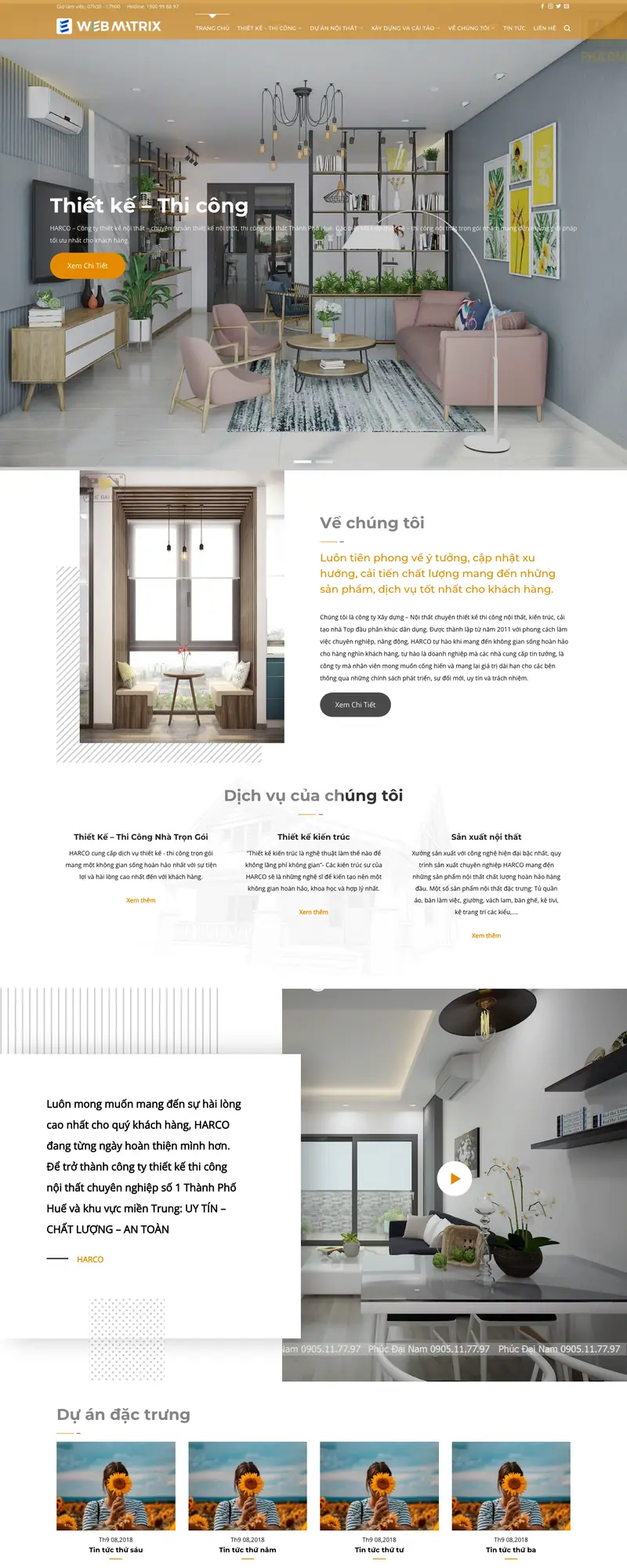 Mẫu web thiết kế nội thất nhà cửa – giao diện trang chủ
