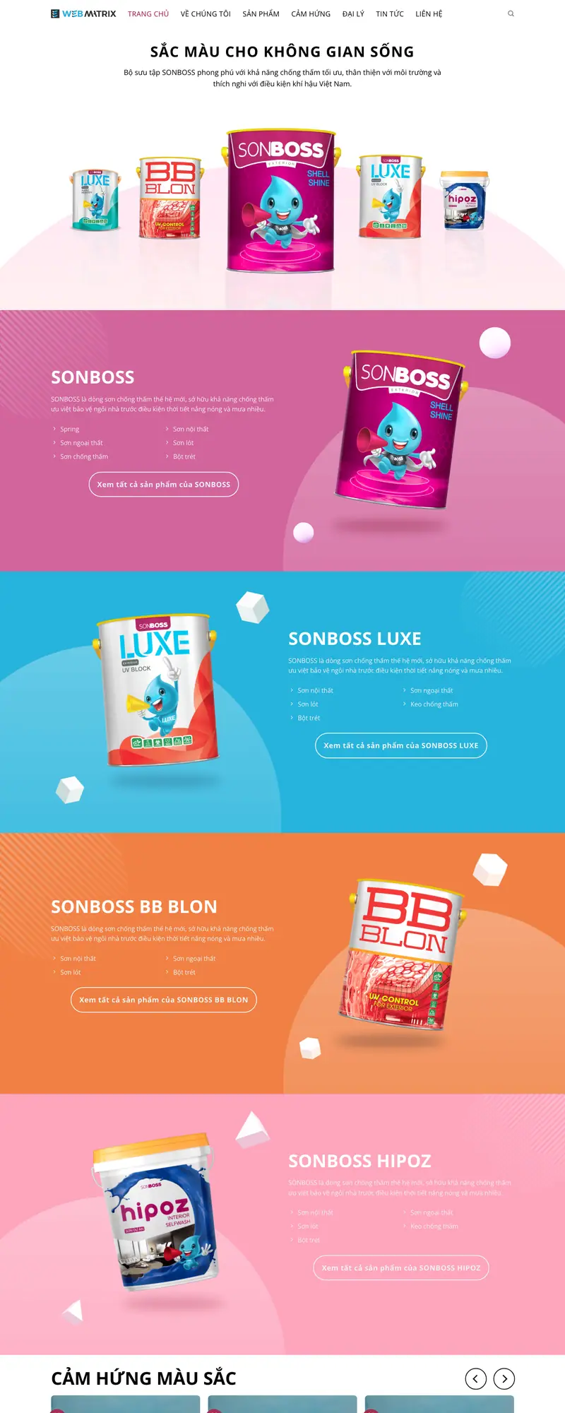 Mẫu web bán sơn – giao diện trang chủ