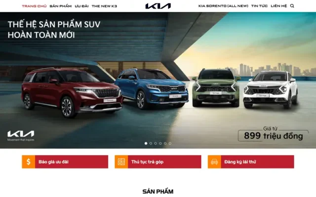 Mẫu web bán ô tô kia năng động