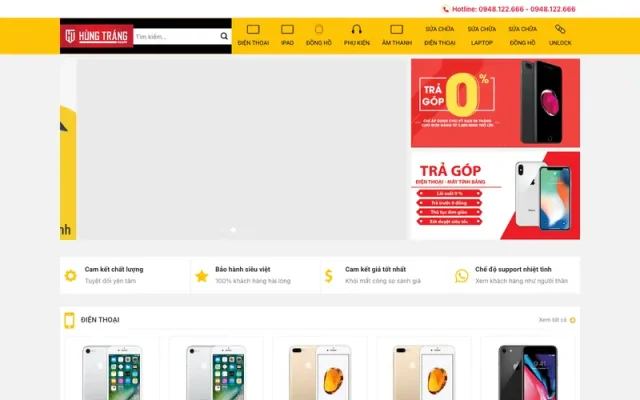 Mẫu web bán điện thoại năng động