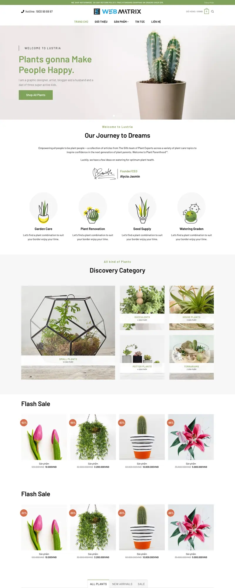 Mẫu web bán hàng cây cảnh
