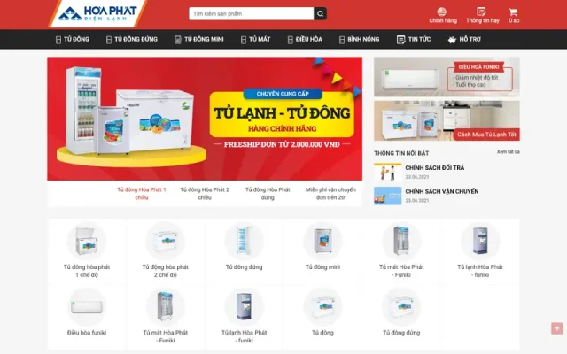 Mẫu web điện lạnh hiện đại