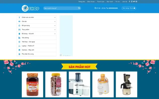 Mẫu web bán tạp hóa chuyên nghiệp