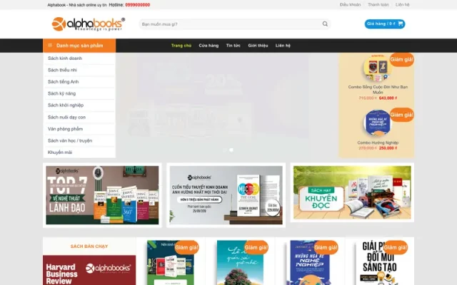 Mẫu web bán sách online hiện đại