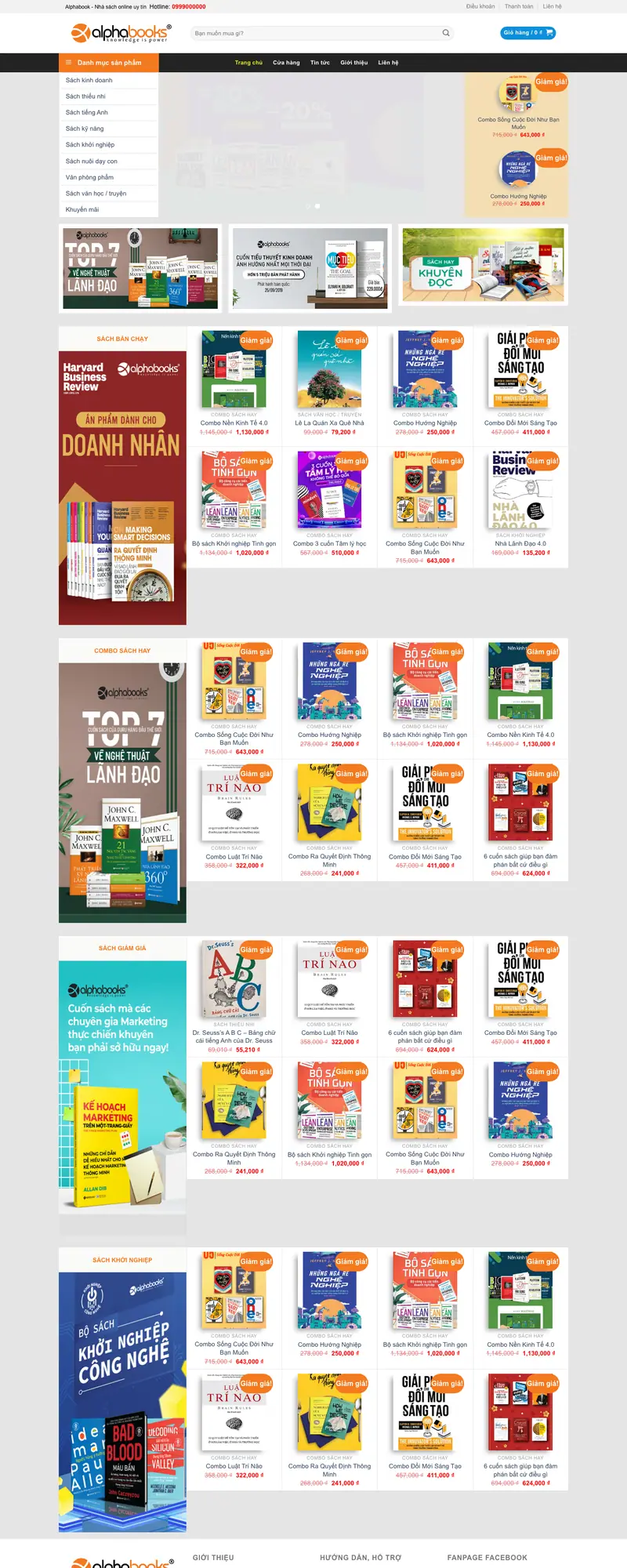 Mẫu web bán sách online hiện đại