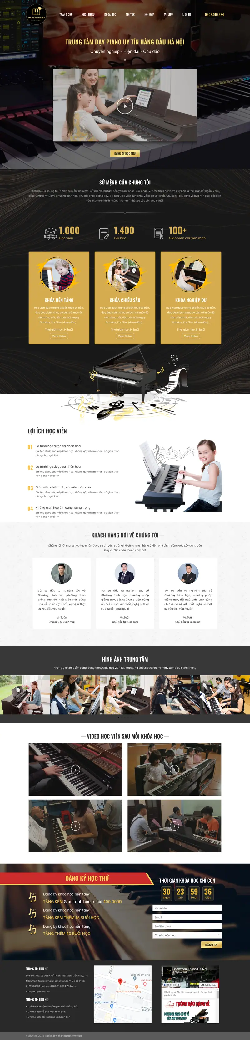 Mẫu web trung tâm dạy piano chuyên nghiệp