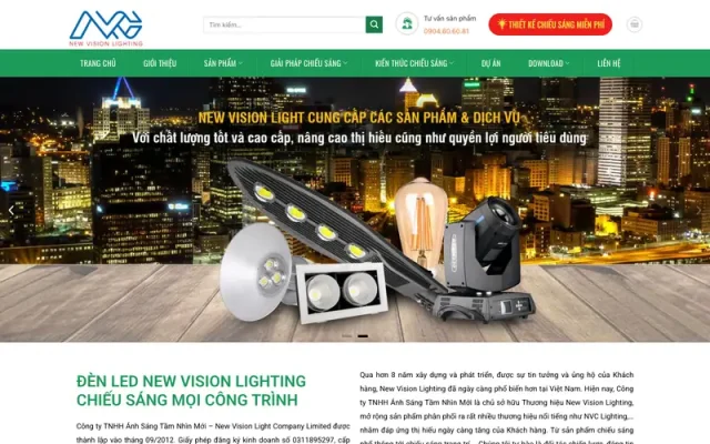 Mẫu web bán đèn led chiếu sáng chuyên nghiệp