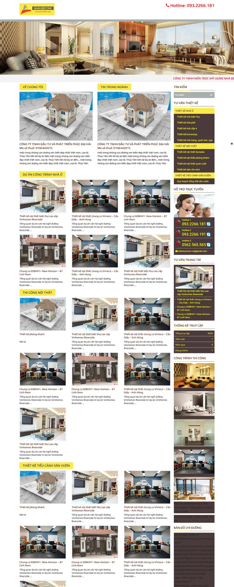 Mẫu web thiết kế nội thất sang trọng – giao diện trang chủ