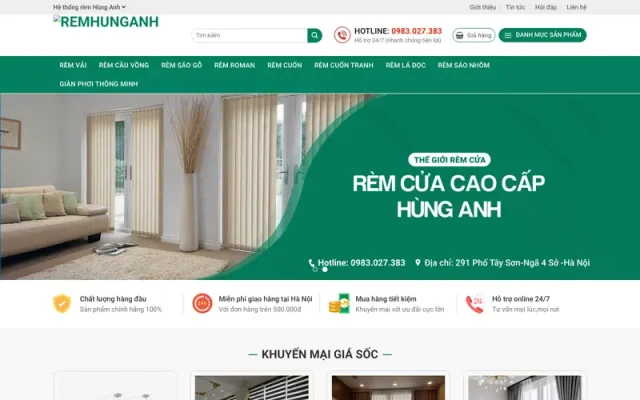 Mẫu web rèm cửa chuyên nghiệp