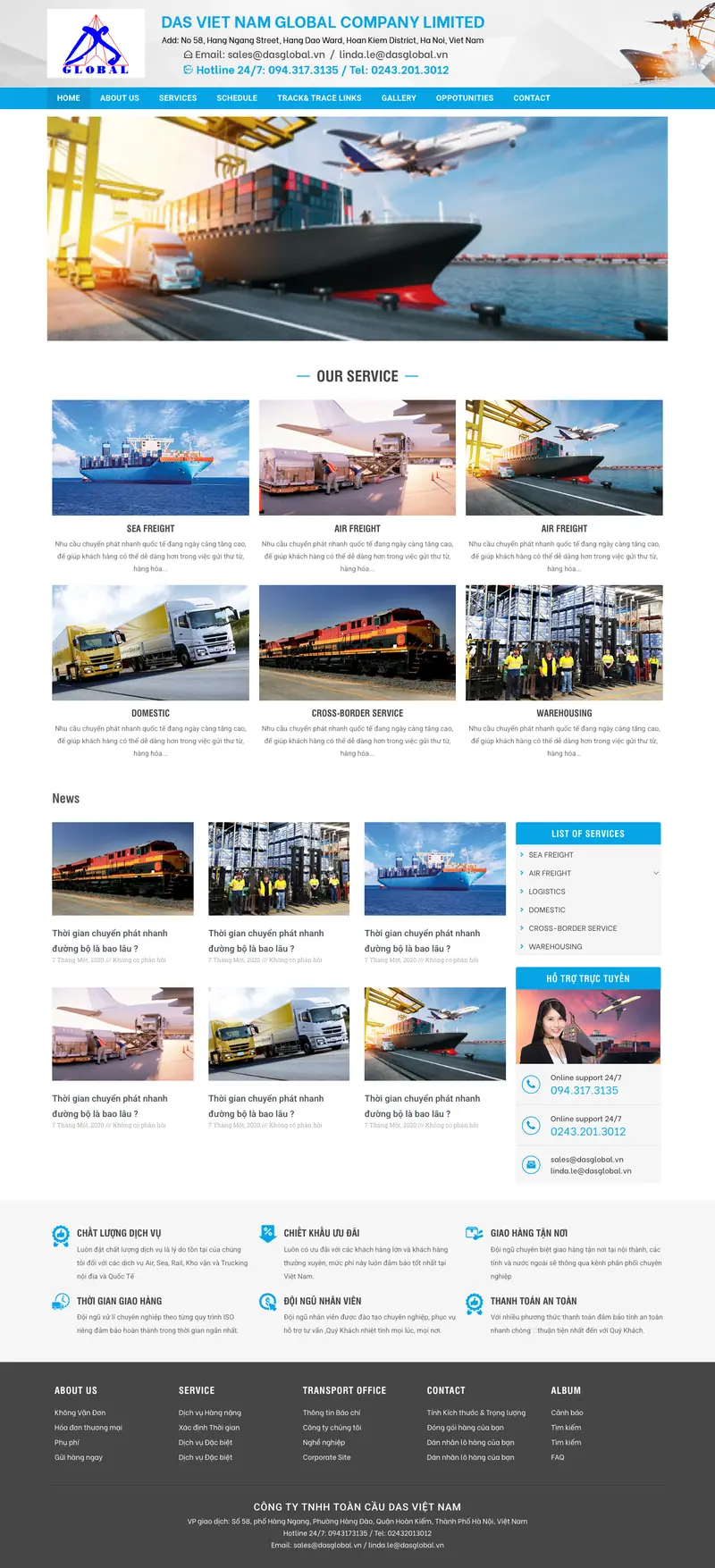 Mẫu web dịch vụ logistics chuyên nghiệp