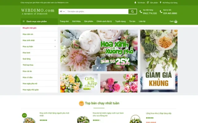 Mẫu web bán hoa tươi