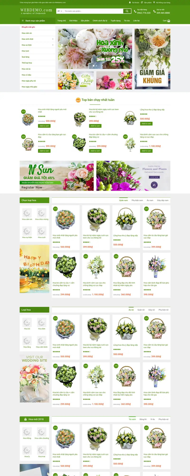 Mẫu web bán hoa tươi