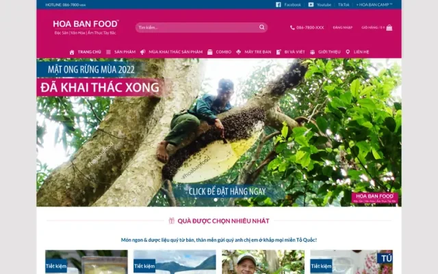 Mẫu web bán đặc sản (hoa ban food)