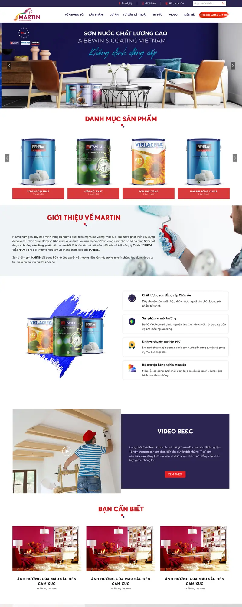 Mẫu web cung cấp sơn nước sang trọng – giao diện trang chủ