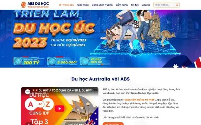 Mẫu web tư vấn du học úc chuyên nghiệp