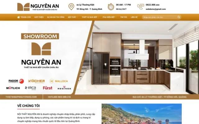Mẫu web thiết bị nhà bếp thân thiện