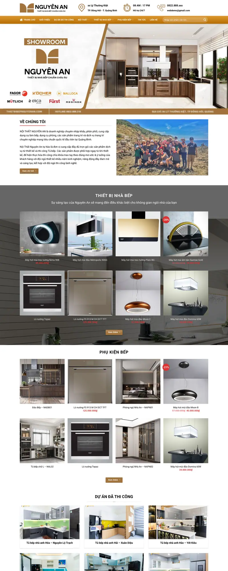 Mẫu web thiết bị nhà bếp thân thiện – giao diện trang chủ