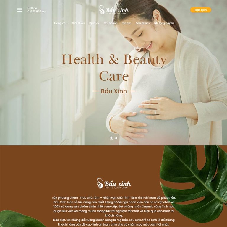 Mẫu web dịch vụ chăm sóc mẹ và bé thanh lịch