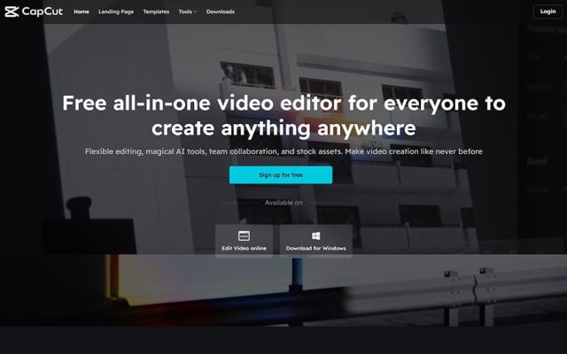 Mẫu web giới thiệu capcut hiện đại