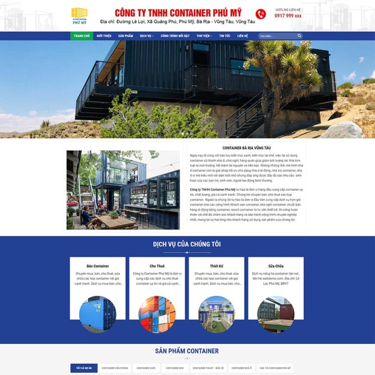 Mẫu web công ty làm nhà container hiện đại