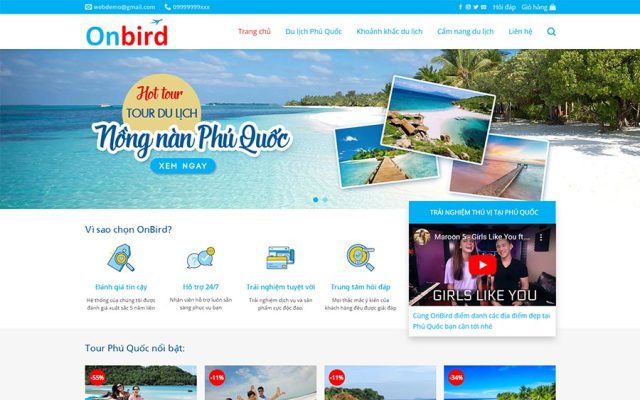 Mẫu web du lịch trẻ trung