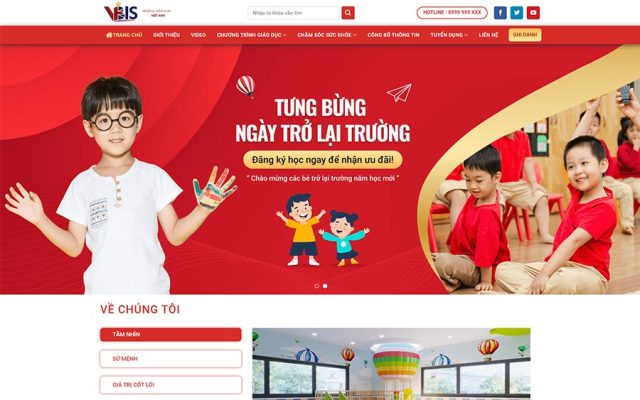 Mẫu web trường mầm non trẻ trung