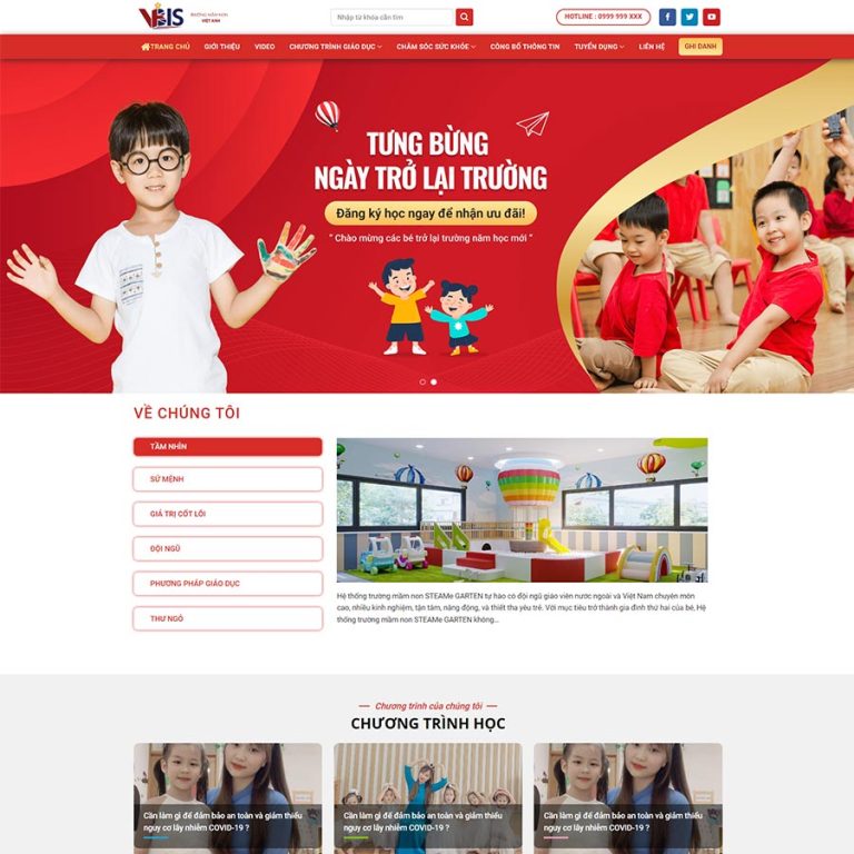 Mẫu web trường mầm non trẻ trung