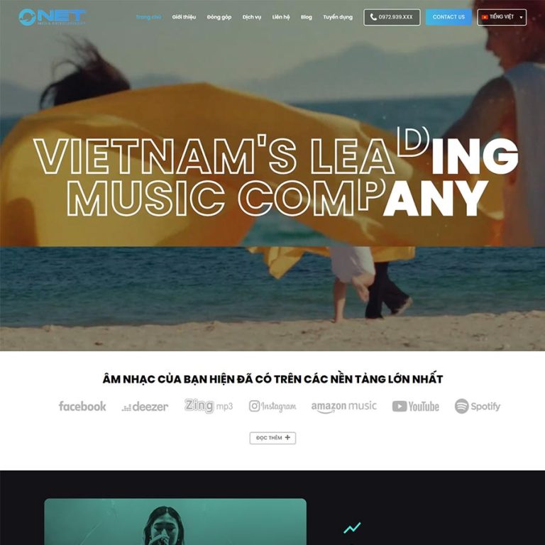 Mẫu web công ty media âm nhạc chuyên nghiệp