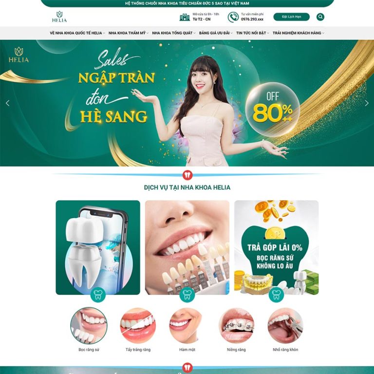 Mẫu web dịch vụ nha khoa trẻ trung