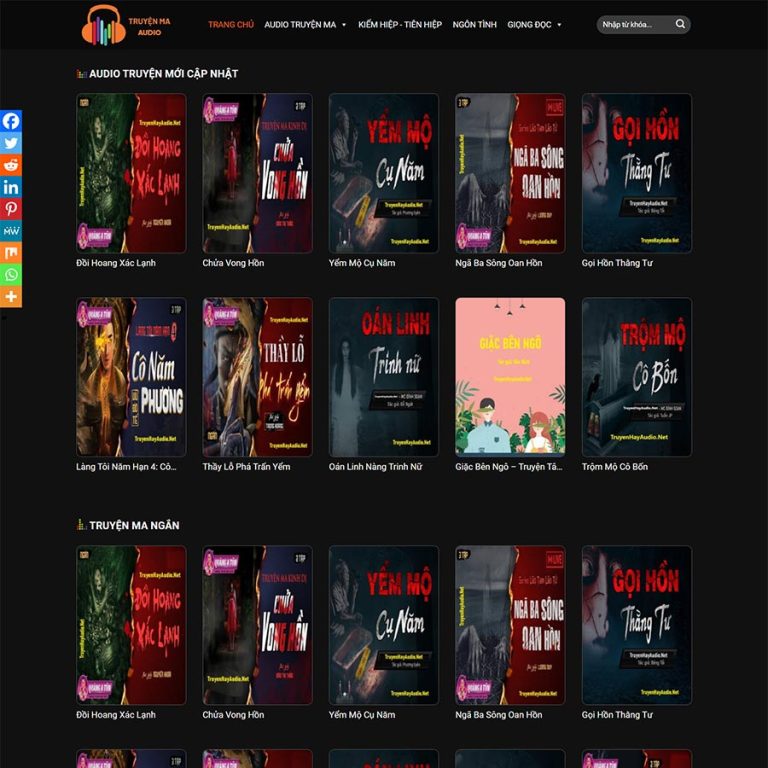 Mẫu web nghe truyện audio chuyên nghiệp