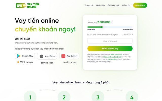 Mẫu web dịch vụ vay tiền tối giản