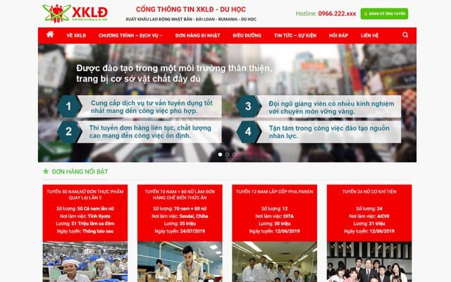Mẫu web xuất khẩu lao động hiện đại