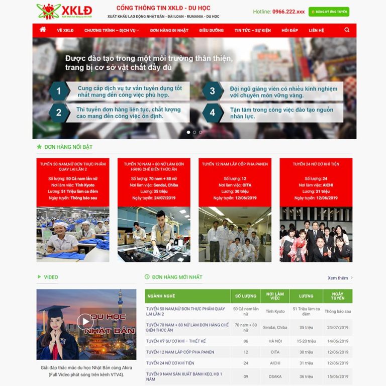 Mẫu web xuất khẩu lao động hiện đại