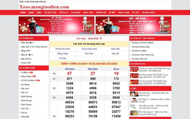 Mẫu web kết quả xổ số tự động hiện đại