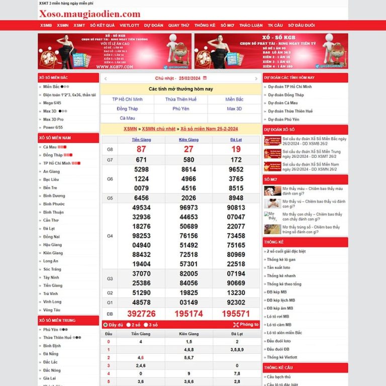 Mẫu web kết quả xổ số tự động hiện đại