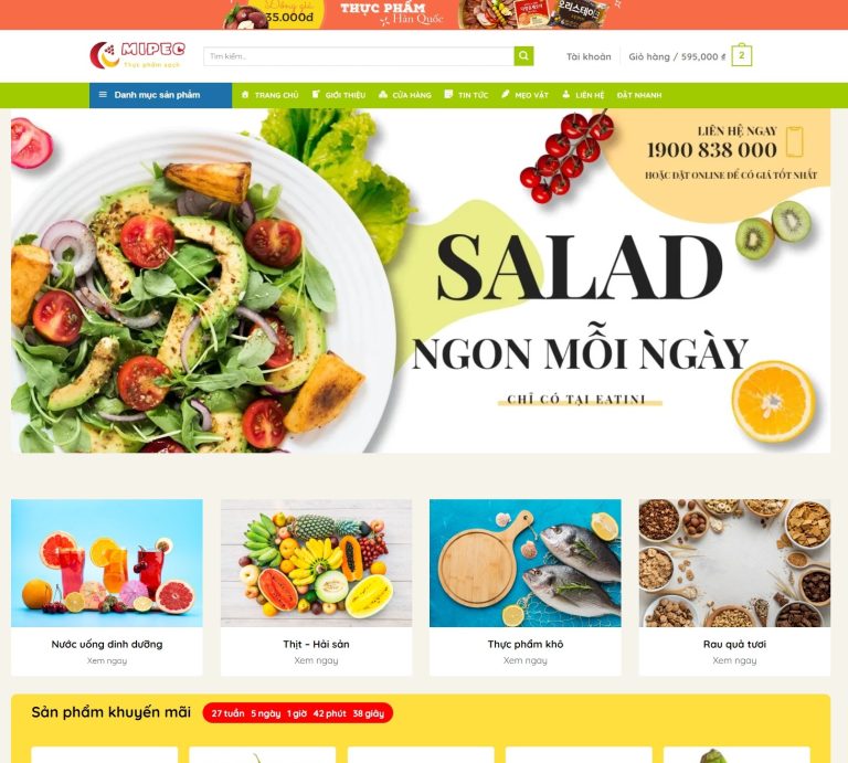 Mẫu giao diện Thực Phẩm Trẻ Trung Lasa