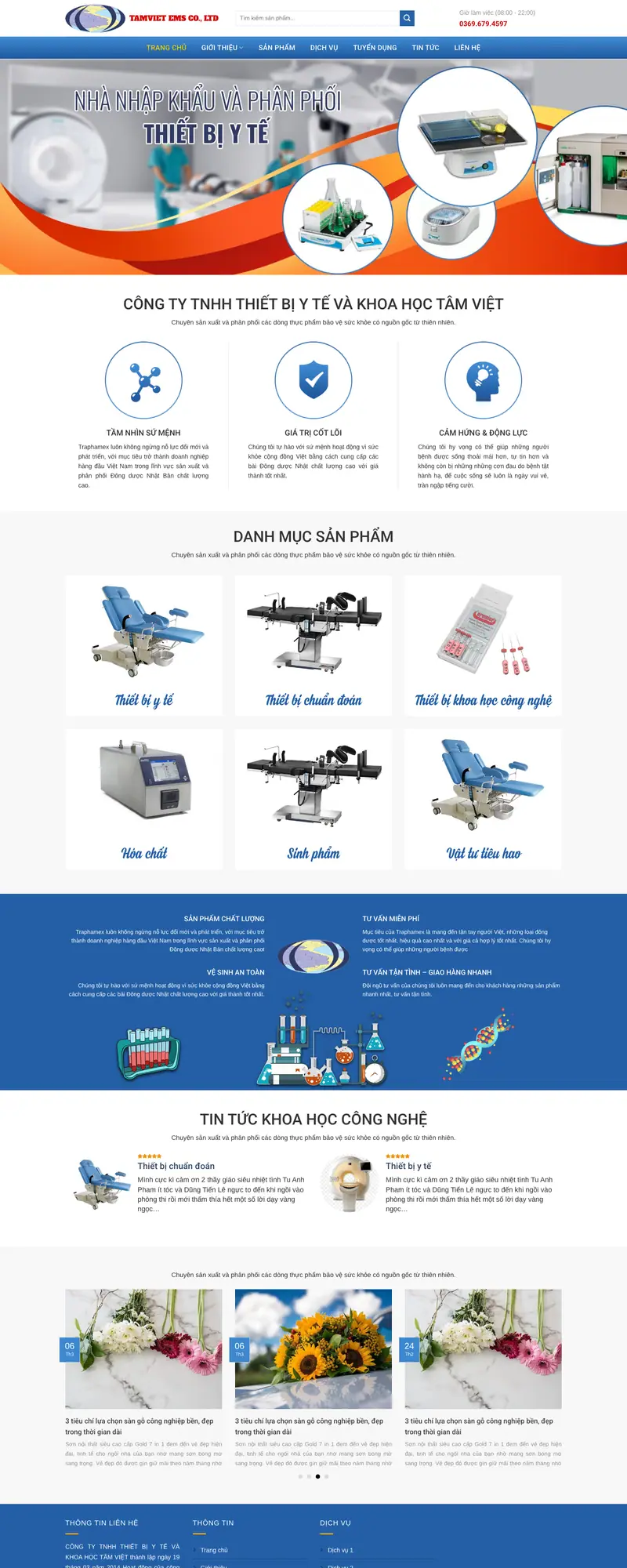 Mẫu web sản phẩm chăm sóc sức khỏe chuyên nghiệp