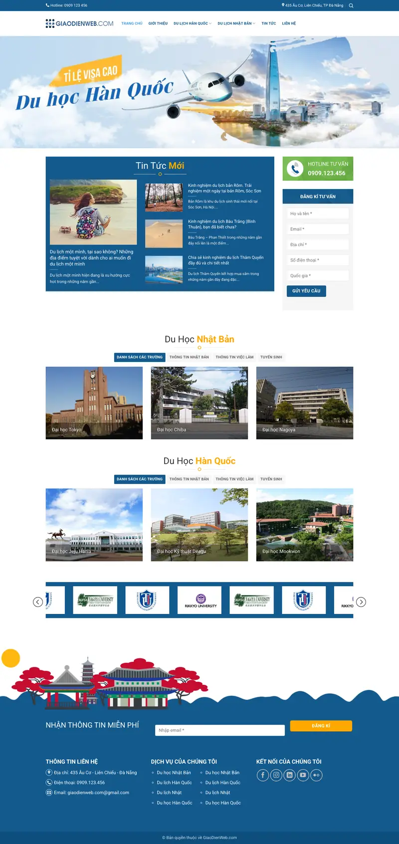Mẫu web du học, định cư nước ngoài 4