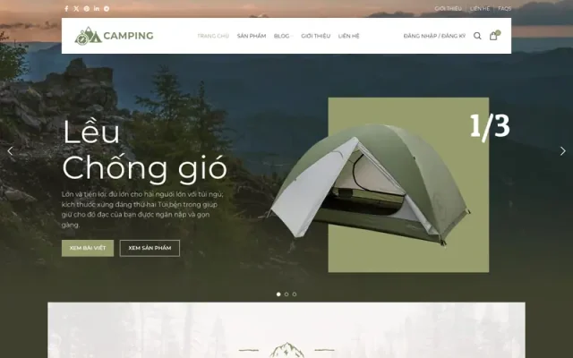 Mẫu web đồ cắm trại dã ngoại camping