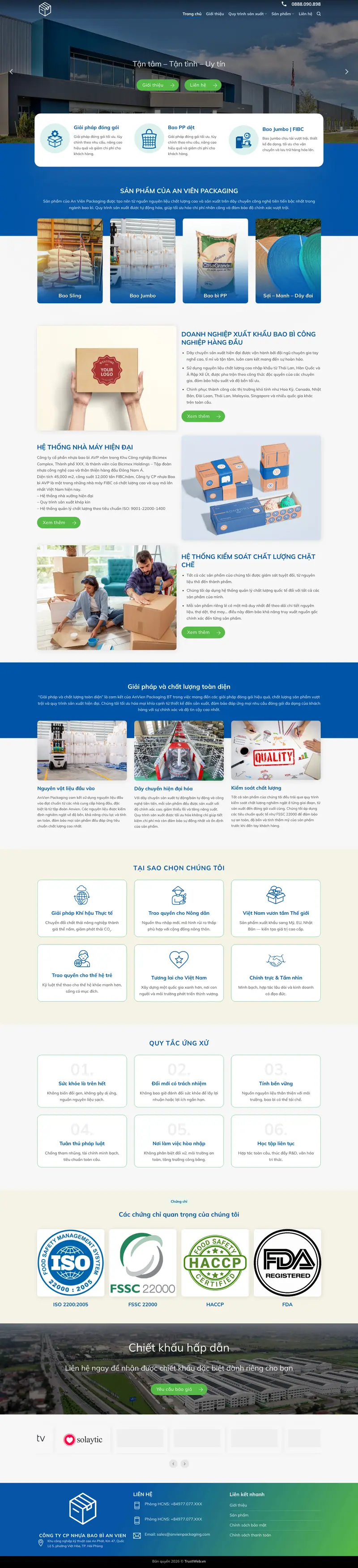 Mẫu web công ty gia công, sản xuất bao bì