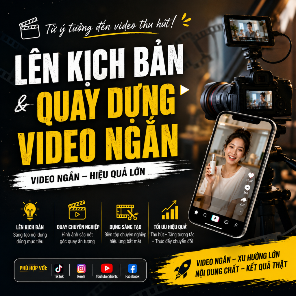 Dịch vụ lên kịch bản, quay dựng video ngắn tiktok, reel, short