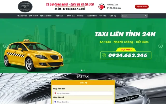 Mẫu web dịch vụ thuê xe taxi 04 – đặt xe – vận chuyển hành khách